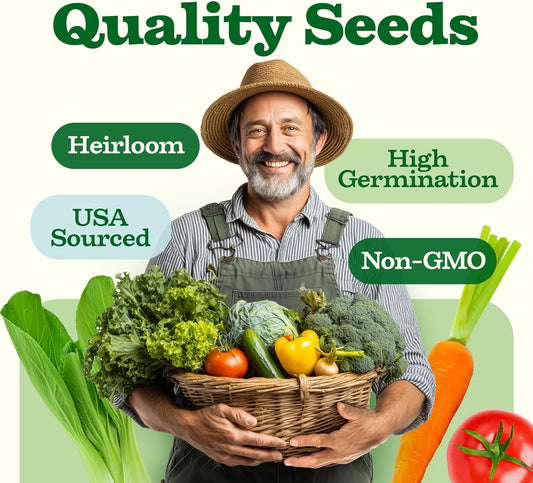 27,500+ Heirloom Vegetable Seeds | Non GMO Garden Seed 55 Variety Pack | Gardening Seeds for Planting Vegetables and Fruits, & Lettuce | Prepper Supplies | Survival Gear | Spring, Summer, Fall